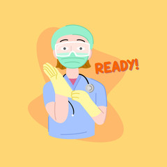 FEMALE DOCTOR IS READY FOR EXAMINATION