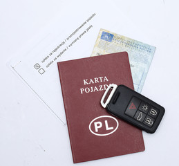 Close up of vehicle card Poland