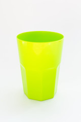 plastic glasses for drinks on a white background