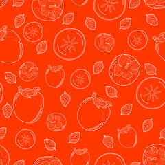 Persimmon pattern on an orange background