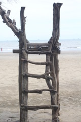 Fototapeta premium wooden fence on the beach