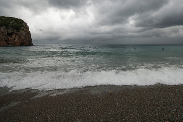 Waves on the beach during a storm. Gallipoli, Canakkale / Turkey.
