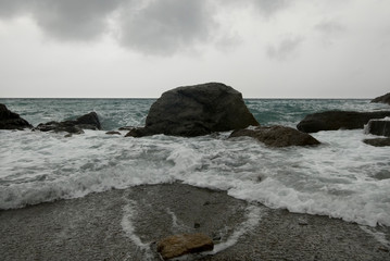Waves on the beach during a storm. Gallipoli, Canakkale / Turkey.