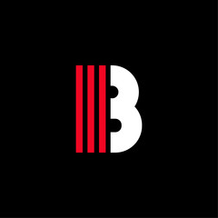 Red Lines Stripes Geometric Vector Logo Letter B