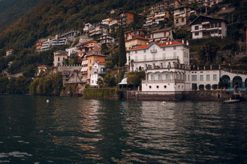 Fototapeta na wymiar Como, Italy. Villa on lake coast.
