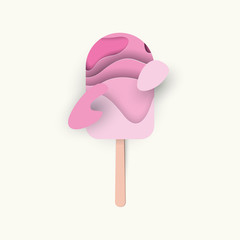Strawberry ice cream - vector illustration