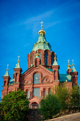 Fototapeta na wymiar Helsinki. Cathedral of the Assumption, 1868. Arch. AM GORNOSTAYEV. The largest Orthodox cathedral in North and West Europe