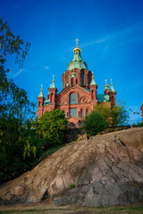 Fototapeta na wymiar Helsinki. Cathedral of the Assumption, 1868. Arch. AM GORNOSTAYEV. The largest Orthodox cathedral in North and West Europe