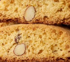 pieces of baked italian christmas biscotti cookies