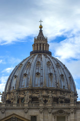 Fototapeta na wymiar Travel to Italy - Papal Basilica of St Peter in Vatican city, view from Castle of Holy Angel.