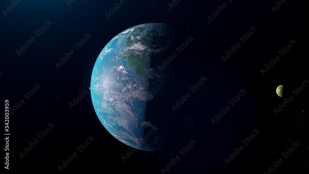 Canvas Prints blue exoplanet 3d render for background