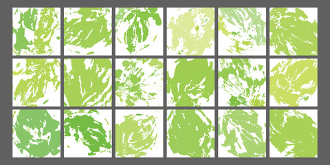 Plantain leaves life prints textures set. Basis graphics in fresh spring colors