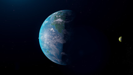 Blue Exoplanet 3d render for background