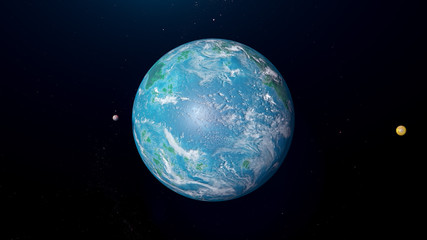 Blue Exoplanet 3d render for background