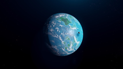 Blue Exoplanet 3d render for background