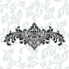 Vintage baroque frame scroll ornament engraving border floral retro pattern antique style acanthus foliage swirl decorative design element filigree calligraphy.