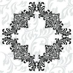 Damask pattern vector element. Classic luxury old-fashioned ornament grunge background. Royal victorian texture for wallpaper, textile, fabric, wrapping. Exquisite floral baroque patterns.
