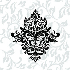Damask pattern vector element. Classic luxury old-fashioned ornament grunge background. Royal victorian texture for wallpaper, textile, fabric, wrapping. Exquisite floral baroque patterns.