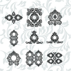 Damask pattern vector element. Classic luxury old-fashioned ornament grunge background. Royal victorian texture for wallpaper, textile, fabric, wrapping. Exquisite floral baroque patterns.