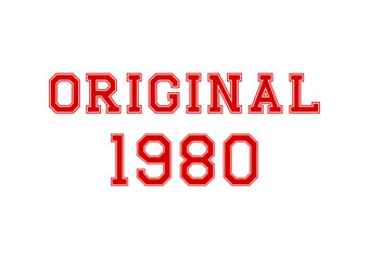 Red and white original year 1980 text
