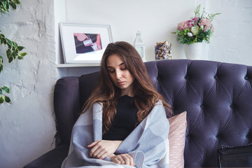  Young beautiful woman  in a cafe