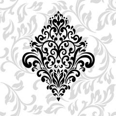 Damask pattern element. Classic luxury old-fashioned ornament grunge background. Royal victorian texture for wallpaper, textile, fabric, wrapping. Exquisite floral baroque patterns.