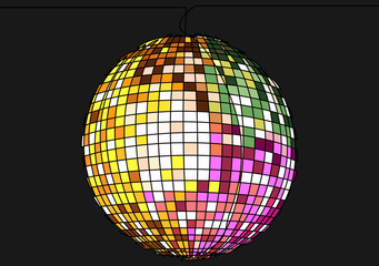 Isolated disco ball.Vector single continuous one line art drawing