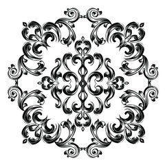 Vintage baroque frame scroll ornament engraving border floral retro pattern antique style acanthus foliage swirl decorative design element filigree calligraphy.
