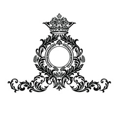 Vintage baroque frame scroll ornament engraving border floral retro pattern antique style acanthus foliage swirl decorative design element filigree calligraphy.