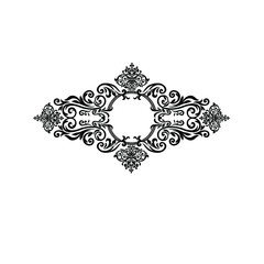 Vintage baroque frame scroll ornament engraving border floral retro pattern antique style acanthus foliage swirl decorative design element filigree calligraphy.