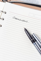 Coronavirus Covid-19 text hand-written