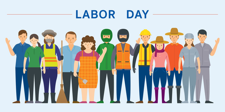 Group of Thai People Labor, Worker, Professions and Occupations, Labor Day