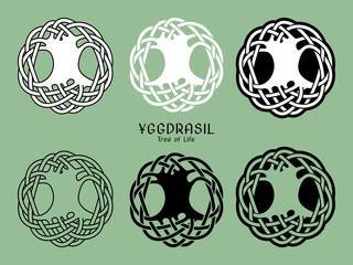 Yggdrasil Tree of Life, Scandinavian, Celtic symbol, ornamental design