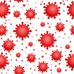 Coronavirus cells seamless pattern background, covid-19 pandemic. Vector illustration