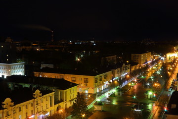 Fototapeta na wymiar night city lights from a height