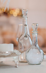 Transparent glassware on the table, homeliness