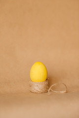 Natural Colored Egg, minimal Composition. Easter concept.