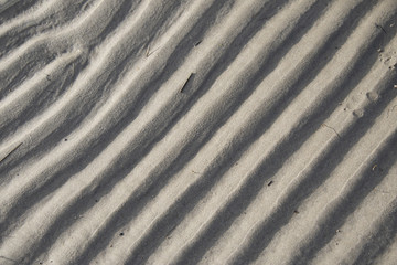 Obraz premium Feiner beiger Sandboden, bei Ebbe durch Wind und Wellen geformt, Nordseeküste