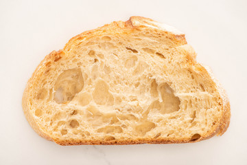 top view of fresh bread slice on white background