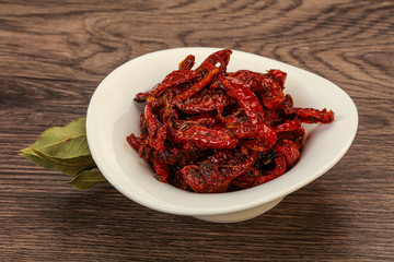 Dry tomato heap in the bowl