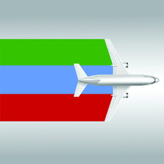 Plane and flag of Dagestan. Travel concept for design
