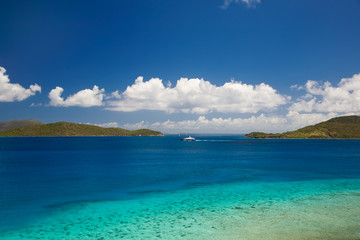 British Virgin Islands as seen from Annaberg Ruins area on the caribbean island of St John in the US Virgin Islands