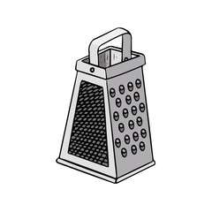 Vector illustration of grater for products. Hand-drawn kitchen item for design.