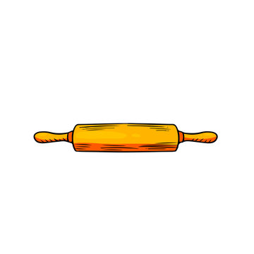 recommend clip art: Vector illustration of a rolling pin drawn by hand. Kitchen item for design in cartoon style.