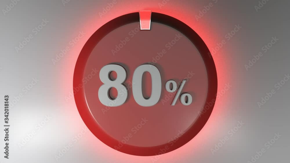 Poster a red circle sign with the write 80% and a rotating cursor - 3d rendering video clip