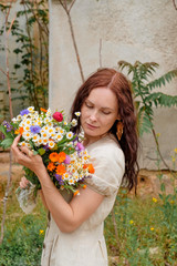 beautiful woman with flowers