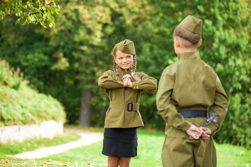 Portrait of a couple in military uniform of the Soviet army during the second world war