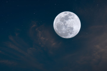 Fototapeta na wymiar Full moon on the sky with little stars.