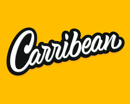 Carribean vector lettering sign on yellow background