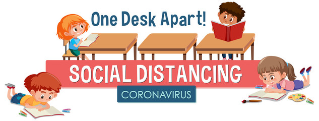 Coronavirus poster design with social distancing